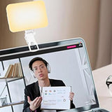 Portable Selfie LED Light Video Conference Lighting with Clip Rechargeable for Vlogs Live Streams White