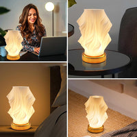 Bedside Lamp with Base Button Control Table Lamp Dimmable Nightstand Lamp Style 2