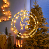 2Pcs Christmas Decorative Hanging Lights Battery Powered Round LED Decoration Style 3