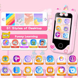 Kids Smart Phone Touchscreen Learning Play Toy Phone with Dual Camera Pink