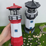 Solar Garden Lighthouse with Rotating Lamp Outdoor Decorative LED Lights for Garden Patio Lawn Red