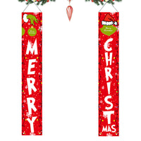 Grinch Inspiration Christmas Porch Sign Merry Christmas Door Banner Xmas Decorations Red