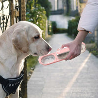 350ml Foldable Pet Dog Water Bottle Leak-proof Water Feeder for Travel Walking Hiking Pink