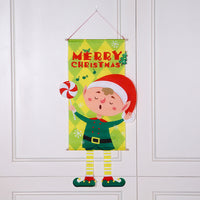 Merry Christmas Fabric Flag Christmas Banner Xmas Door Porch Hanging Decoration Elf Style