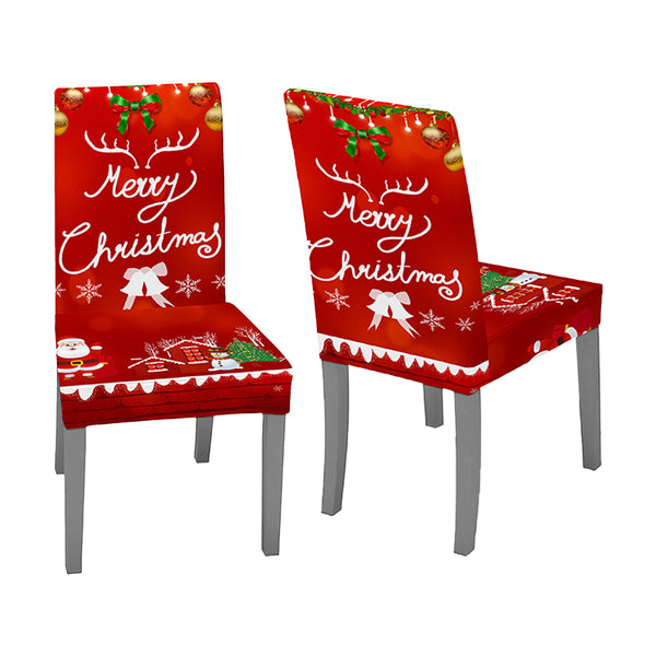 2Pcs Christmas Chair Cover Decorations Xmas Chair Slipcover Creative Pattern Style 4