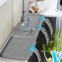 Silicone Draining Mat for Kitchen Sink Splash Guard Faucet Draining Pad Grey