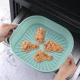 2Pcs Square Foldable Air Fryer Silicone Pot Reusable Baking Tray Basket Mat Oven Accessories Green