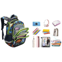 3Pcs Set School Bags Backpack with Insulate Lunch Box Pencil Bag Style 4