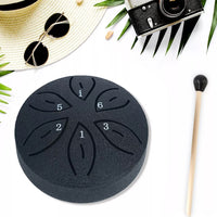 6-Note Rain Drum for Outside Garden Mini Steel Tongue Drum Instrument Black