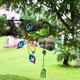 Peacock Wind Chimes Glass Hanging Wind Bell Outdoor Garden Decor Green