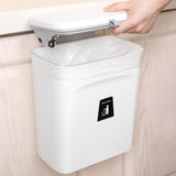 9L Hanging Kitchen Trash Can with Sliding Lid Under Sink Garbage Can White