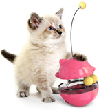 Pet Cat Treat Dispenser Ball Tumbler Interactive Puzzle Ball Pet Slow Feeder Toy Rose Red