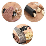 Stainless Steel Garlic Presser Set Garlic Mincer with Peeler and Cleaning Brush Kitchen Tools Black