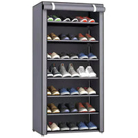 Shoes Rack with Cover Large Shoe Shelf Grey