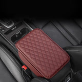 Car Center Console Cover PU Leather Car Armrest Box Cushion with 2 Storage Bags Red