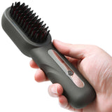 Cordless Hair Straightener Brush Portable Heated Straightening Comb Gray