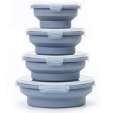 4Pcs Collapsible Food Storage Containers with Lid Foldable Storage Bowls Blue