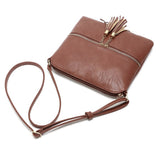 Girls Crossbody Bag Shoulder Bag with Tassel and Zipper Pocket Brown