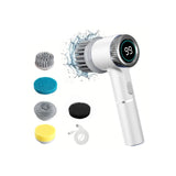 Electric Spin Scrubber Cordless Cleaning Brush with 5 Replaceable Heads White