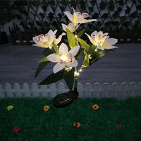 Solar 7-Head Orchid Lights Outdoor Garden Decorative Light White