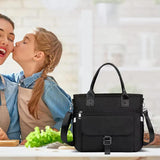 Insulated Lunch Bag Leakproof Lunch Tote Bag with Removable Shoulder Strap for Work Picnic Hiking Black