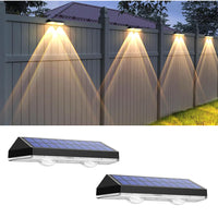 2Pcs Solar Fence Wall Lights Outdoor Deck Lights Step Light Garden Decor