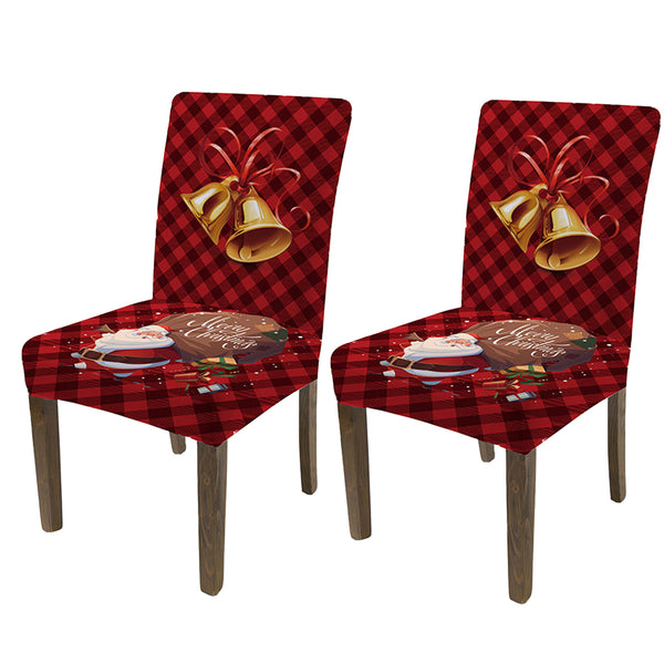 2Pcs Christmas Cahir Covers Stretching Dining Room Chair Protector Covers Style 2