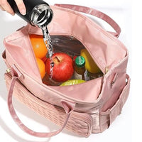 Insulated Lunch Bag Lunch Box Storage Bag Cooler Tote Bag Pink