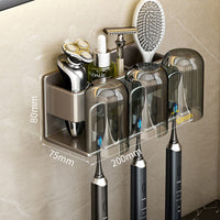 Wall Mounted Electric Toothbrush Caddy Toothpaste Rack with Cups Space Saving Bathroom Organizer