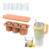 Ice Cube Tray for Stanley 30-40 Oz Tumbler Cup Silicone Hollow Cylinder Ice Mold with Lid for Ice Drink Juice Whiskey Brown