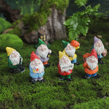 7Pcs Mini Resin Dwarf Gnome Statue Table and Garden Ornaments