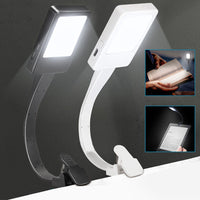 Flexible LED Book Reading Light Clip On Bed Desk Table Lamp USB Rechargeable White