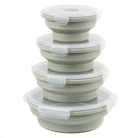 4Pcs Collapsible Food Storage Containers with Lid Foldable Storage Bowls Green