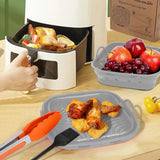 Square Foldable Air Fryer Silicone Pot Reusable Air Fryer Basket Oven Baking Tray Pan Air Fryer Liner Grey