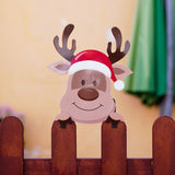 Christmas Fence Peeker Decoration Peeping Over Fence Xmas Outdoor Garden Sign Style 4