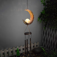 Solar Powered Wind Chimes LED Lights Hanging Decorative Light Garden Yard Outdoor Decor Moon Style