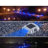 2Pcs Solar LED Pathway Driveway Lights Dock Step Safety Marker Lamps Blue