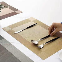 Set of 6Pcs Placemats with Coasters Heat Stain Non-Slip Washable Dining Table Place Mats Gold