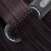 Cordless Hair Straightener Brush Portable Heated Straightening Comb Gray