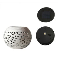 2Pcs Solar Hollow Out Retro Lantern Light Outdoor Decorative Shadow Light for Yard Porch Garden Balcony White