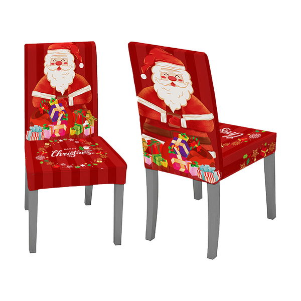 2Pcs Christmas Chair Cover Decorations Xmas Chair Slipcover Creative Pattern Style 6