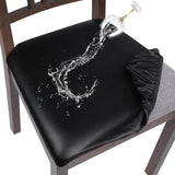 Set of 2Pcs Chair Seat Cushion Covers Water Resistant PU Leather Chair Pad Slipcover for Kitchen Dining Chair Black