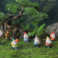 7Pcs Mini Resin Dwarf Gnome Statue Table and Garden Ornaments