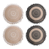 Set of 4Pcs Jute Woven Coaster Round Placemat Kitchen Dining Table Decor Style 1