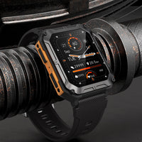 Military Smart Watches for Men Bluetooth Tactical Outdoor Sports Fitness Watch Tracker Compatible with Android iOS Orange