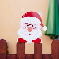 Christmas Fence Peeker Decoration Peeping Over Fence Xmas Outdoor Garden Sign Style 1