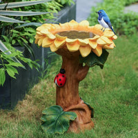 Resin Figurine Bird Feeder Garden Lawn Decor Bird Water Feeder Style 3