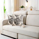 2Pcs Set Palm Leaf Design Cushion Covers Decorative Throw Pillowcase Sofa Home Decor Gray