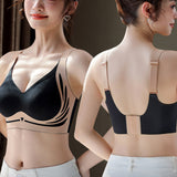 Wireless Push-Up Bra Lifting Anti-Sagging Seamless Bra Black