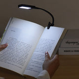 Flexible LED Book Reading Light Clip On Bed Desk Table Lamp USB Rechargeable Black